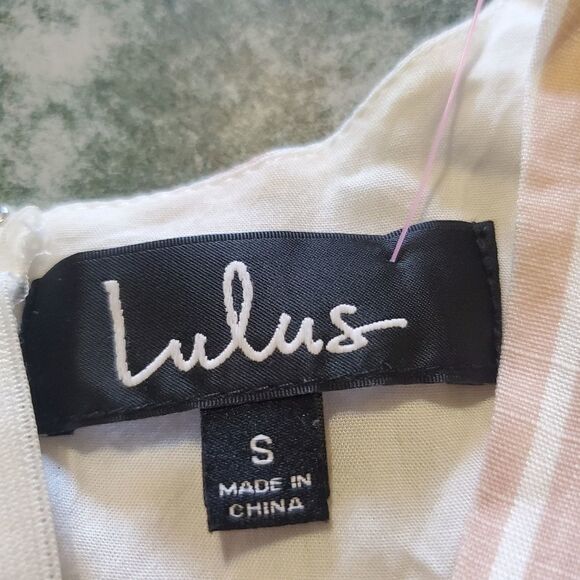 Lulu's Carousel Ride White and Pink Striped Romper sz Small - Picture 3 of 4